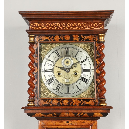 1129 - A LATE 17TH CENTURY WALNUT MARQUETRY LONGCASE CLOCK. the 11