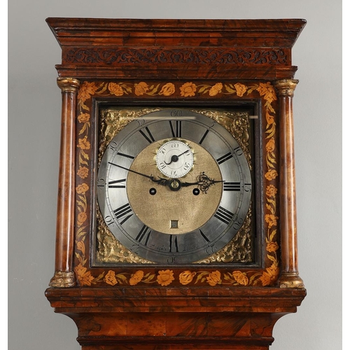 1130 - AN EARLY 18TH CENTURY WALNUT MARQUETRY LONGCASE. the 11 1/2