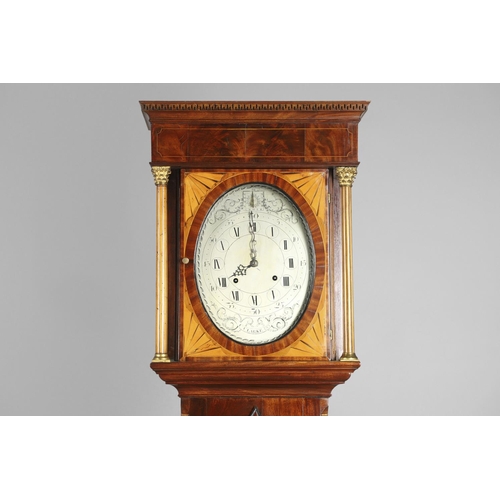 1134 - A GEORGE III EIGHT DAY INLAID MAHOGANY LONGCASE CLOCK. with rare oval 10 1/2