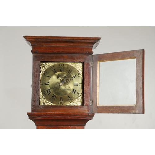 1135 - A LATE 18TH CENTURY OAK LONGCASE CLOCK. the 10