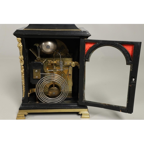 1141 - A GEORGE III EBONISED BRACKET CLOCK. the 6 1/4