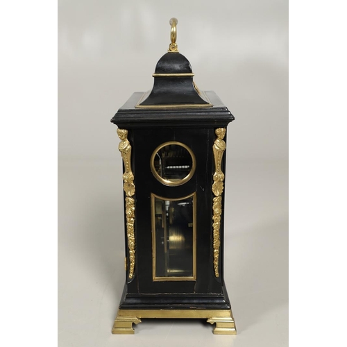 1141 - A GEORGE III EBONISED BRACKET CLOCK. the 6 1/4