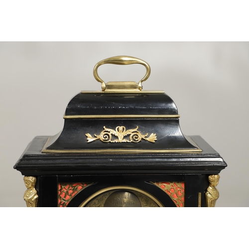 1141 - A GEORGE III EBONISED BRACKET CLOCK. the 6 1/4