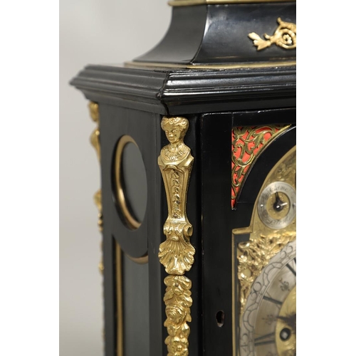 1141 - A GEORGE III EBONISED BRACKET CLOCK. the 6 1/4