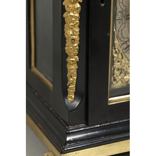 1141 - A GEORGE III EBONISED BRACKET CLOCK. the 6 1/4