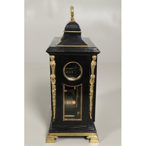 1141 - A GEORGE III EBONISED BRACKET CLOCK. the 6 1/4