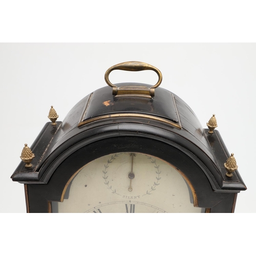 1143 - A GEORGE III EBONISED BRACKET CLOCK. the 7.5