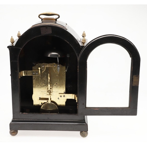 1143 - A GEORGE III EBONISED BRACKET CLOCK. the 7.5