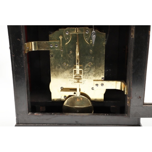 1143 - A GEORGE III EBONISED BRACKET CLOCK. the 7.5