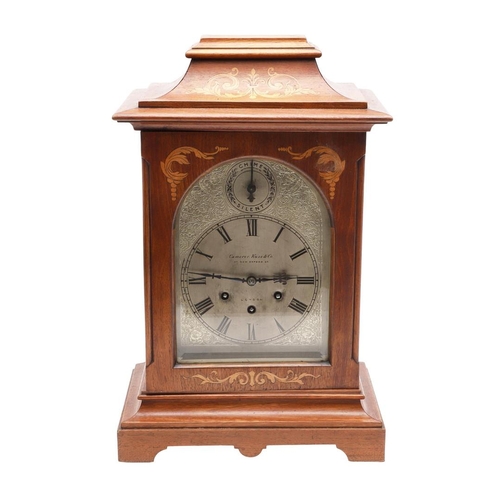 1145 - AN EARLY 20TH CENTURY INLAID MAHOGANY MANTLE CLOCK. the 6