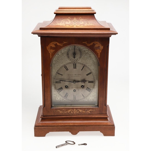 1145 - AN EARLY 20TH CENTURY INLAID MAHOGANY MANTLE CLOCK. the 6