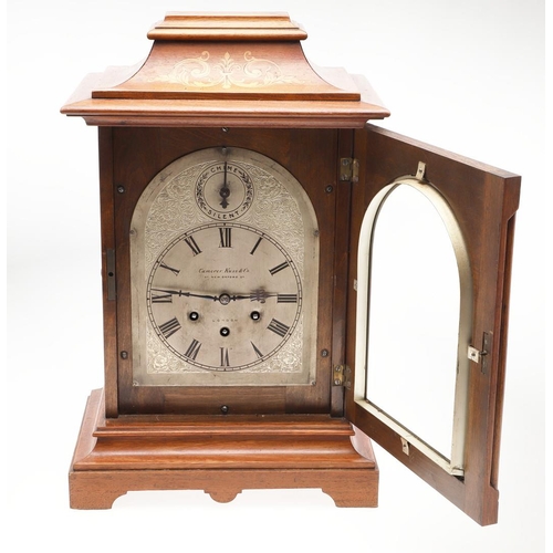 1145 - AN EARLY 20TH CENTURY INLAID MAHOGANY MANTLE CLOCK. the 6