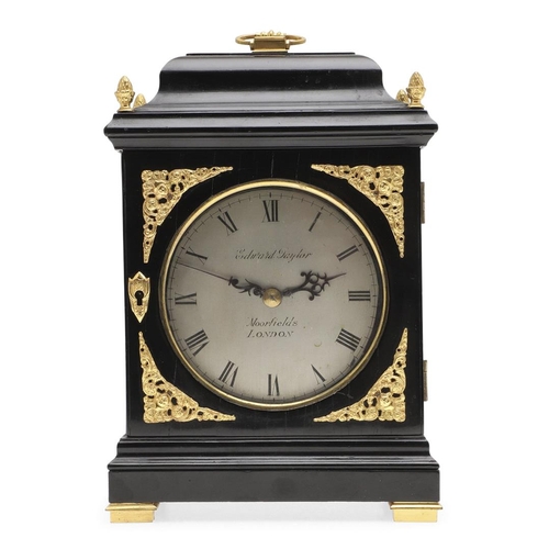 1146 - A GEORGE III EBONISED MANTEL TIMEPIECE. the 5