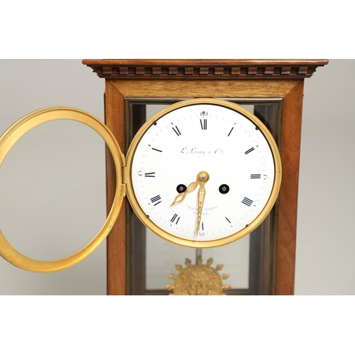 1152 - A FRENCH MAHOGANY AND FOUR GLASS MANTEL CLOCK. 19th century, the enamel dial signed L Leroy & Cie, P... 