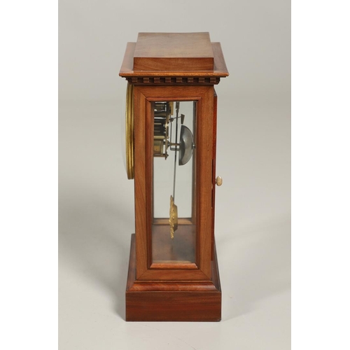 1152 - A FRENCH MAHOGANY AND FOUR GLASS MANTEL CLOCK. 19th century, the enamel dial signed L Leroy & Cie, P... 