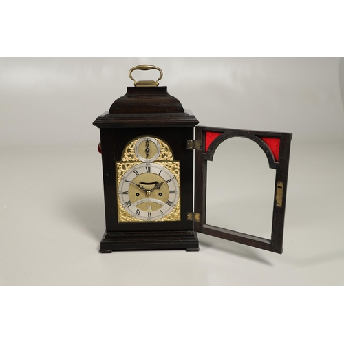 1156 - A GEORGE III EBONISED BRACKET CLOCK. the 6 1/2