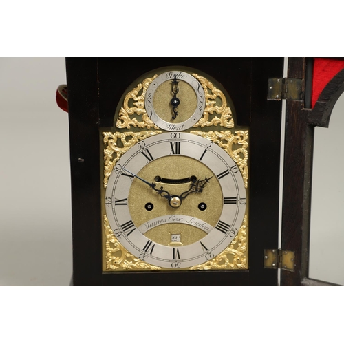 1156 - A GEORGE III EBONISED BRACKET CLOCK. the 6 1/2