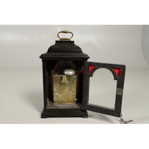 1156 - A GEORGE III EBONISED BRACKET CLOCK. the 6 1/2