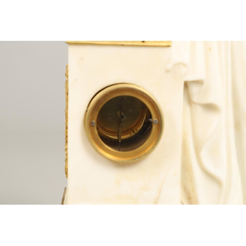 1159 - A FINE QUALITY 19TH CENTURY FRENCH MARBLE MANTEL CLOCK. the silvered dial with Roman numerals, subsi... 