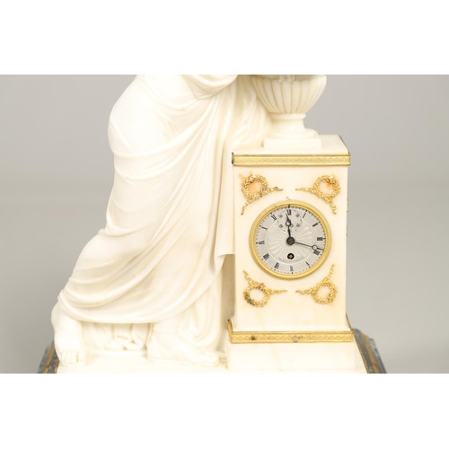 1159 - A FINE QUALITY 19TH CENTURY FRENCH MARBLE MANTEL CLOCK. the silvered dial with Roman numerals, subsi... 