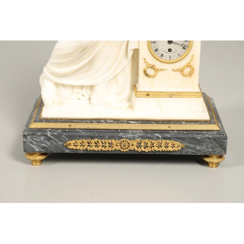 1159 - A FINE QUALITY 19TH CENTURY FRENCH MARBLE MANTEL CLOCK. the silvered dial with Roman numerals, subsi... 