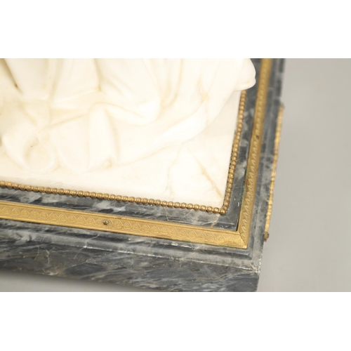 1159 - A FINE QUALITY 19TH CENTURY FRENCH MARBLE MANTEL CLOCK. the silvered dial with Roman numerals, subsi... 