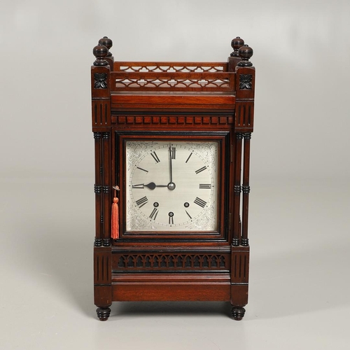 1160 - A MUELLER & KERN MAHOGANY BRACKET CLOCK, late 19th century, the 7 1/2