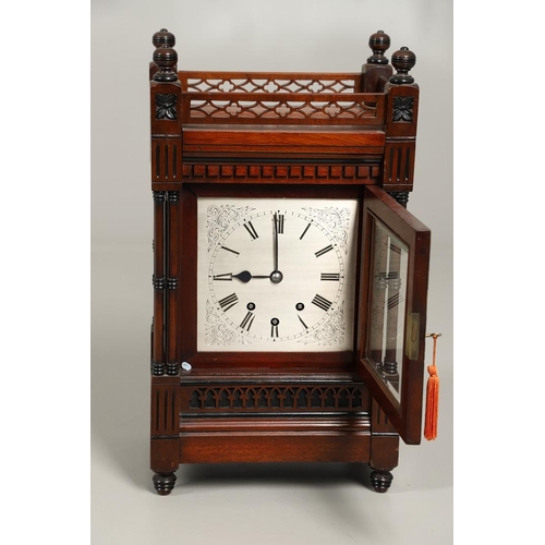 1160 - A MUELLER & KERN MAHOGANY BRACKET CLOCK, late 19th century, the 7 1/2