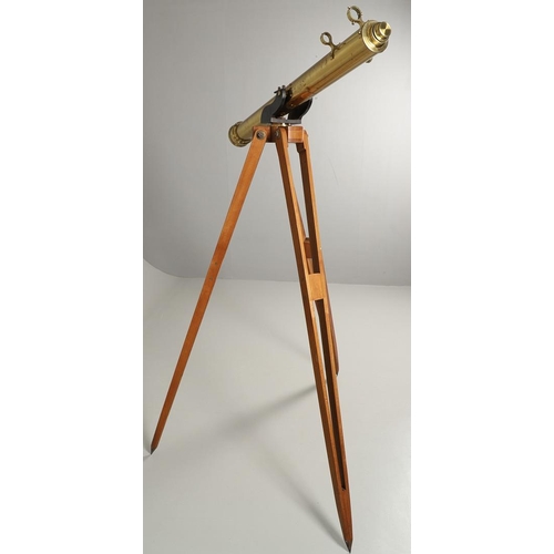 1163 - A LARGE CASED BRASS TELESCOPE. by Broadhurst, Clarkson & Co, with 'Sun & Star Diagonals', in a fitte... 