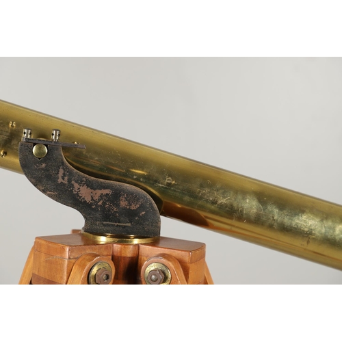 1163 - A LARGE CASED BRASS TELESCOPE. by Broadhurst, Clarkson & Co, with 'Sun & Star Diagonals', in a fitte... 