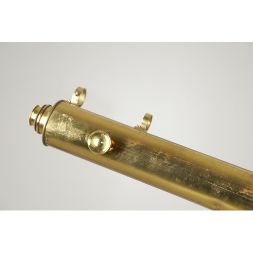 1163 - A LARGE CASED BRASS TELESCOPE. by Broadhurst, Clarkson & Co, with 'Sun & Star Diagonals', in a fitte... 