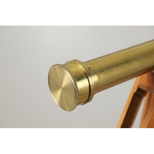 1163 - A LARGE CASED BRASS TELESCOPE. by Broadhurst, Clarkson & Co, with 'Sun & Star Diagonals', in a fitte... 