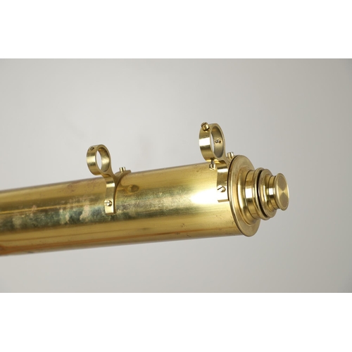 1163 - A LARGE CASED BRASS TELESCOPE. by Broadhurst, Clarkson & Co, with 'Sun & Star Diagonals', in a fitte... 