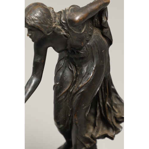 1165 - AFTER WALTER SCHOTT (GERMAN, 1861-1938). Die Kugelspielerin (Ball player), bronze, cast by the Glade... 