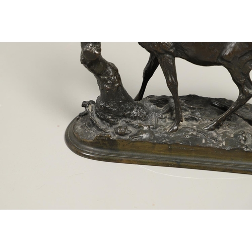 1168 - A COALBROOKDALE BRONZE OF A STAG. late 19th/ early 20th century, the stag naturalistically modelled ... 