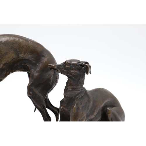 1169 - AFTER PIERRE JULES MENE (1810-1879), 'JIJI AND GISELLA'. an animalier bronze group of two whippets p... 