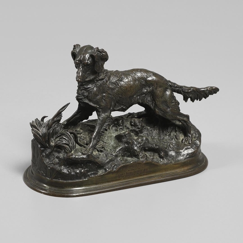 1172 - PIERRE-JULES MENE (1810-1871) 'PARTRIDGE HUNTING'. a late19th/early 20th century bronze study of a P... 