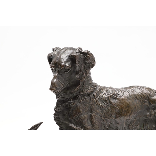 1172 - PIERRE-JULES MENE (1810-1871) 'PARTRIDGE HUNTING'. a late19th/early 20th century bronze study of a P... 