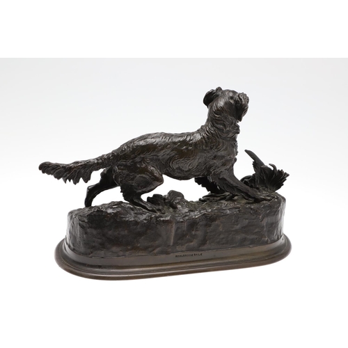 1172 - PIERRE-JULES MENE (1810-1871) 'PARTRIDGE HUNTING'. a late19th/early 20th century bronze study of a P... 