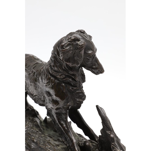 1172 - PIERRE-JULES MENE (1810-1871) 'PARTRIDGE HUNTING'. a late19th/early 20th century bronze study of a P... 