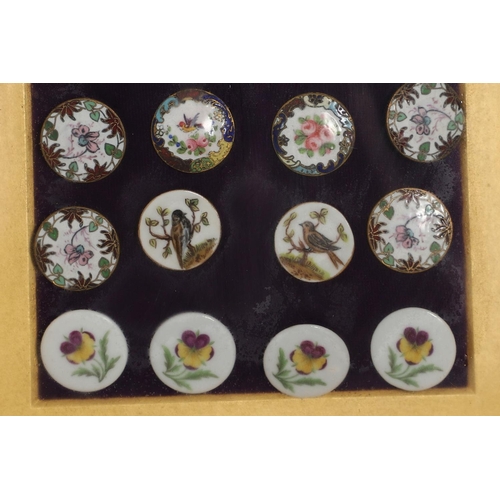 1175 - A DISPLAY OF 19TH CENTURY AND LATER CONTINENTAL ENAMEL AND GILT METAL BUTTONS. comprising: a set of ... 