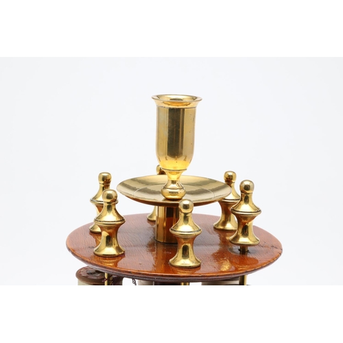 1176 - A LATE 19TH CENTURY MAHOGANY AND BRASS COTTON REEL HOLDER. the two tiers holding 12 cotton reels on ... 