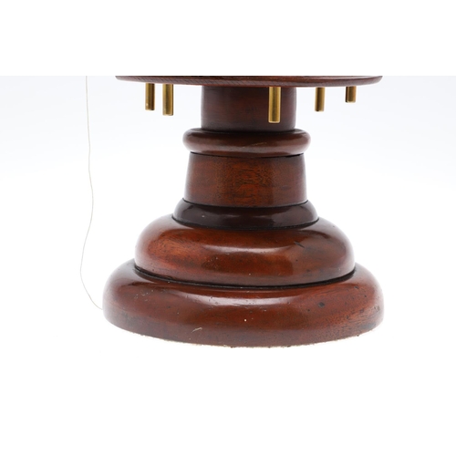 1176 - A LATE 19TH CENTURY MAHOGANY AND BRASS COTTON REEL HOLDER. the two tiers holding 12 cotton reels on ... 