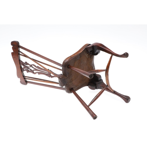 1178 - AN EARLY 20TH CENTURY MINIATURE WINDSOR ELBOW CHAIR. in the 19th century style, possibly sycamore, t... 