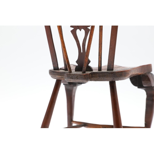 1178 - AN EARLY 20TH CENTURY MINIATURE WINDSOR ELBOW CHAIR. in the 19th century style, possibly sycamore, t... 