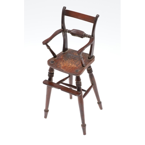 1178 - AN EARLY 20TH CENTURY MINIATURE WINDSOR ELBOW CHAIR. in the 19th century style, possibly sycamore, t... 