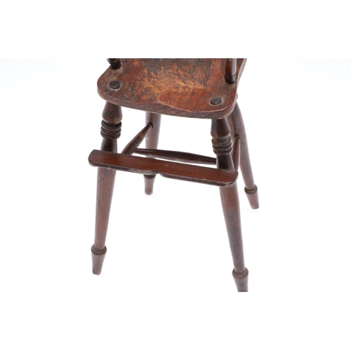 1178 - AN EARLY 20TH CENTURY MINIATURE WINDSOR ELBOW CHAIR. in the 19th century style, possibly sycamore, t... 