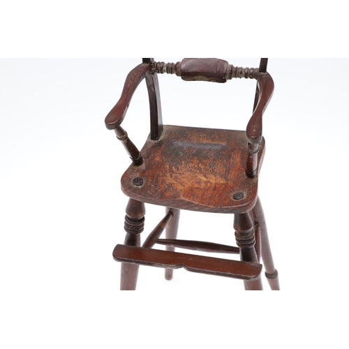 1178 - AN EARLY 20TH CENTURY MINIATURE WINDSOR ELBOW CHAIR. in the 19th century style, possibly sycamore, t... 