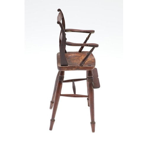 1178 - AN EARLY 20TH CENTURY MINIATURE WINDSOR ELBOW CHAIR. in the 19th century style, possibly sycamore, t... 