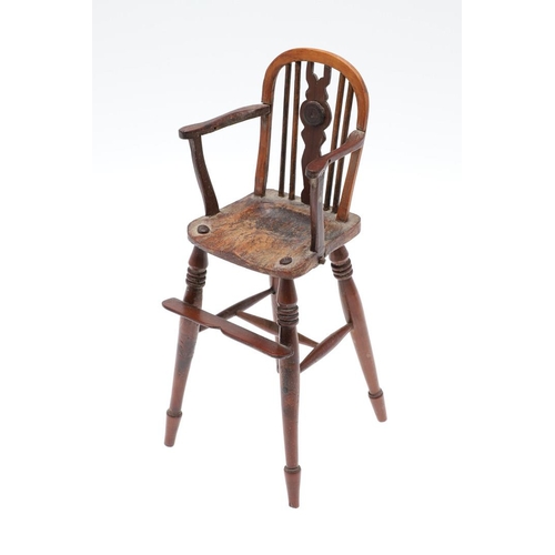 1178 - AN EARLY 20TH CENTURY MINIATURE WINDSOR ELBOW CHAIR. in the 19th century style, possibly sycamore, t... 